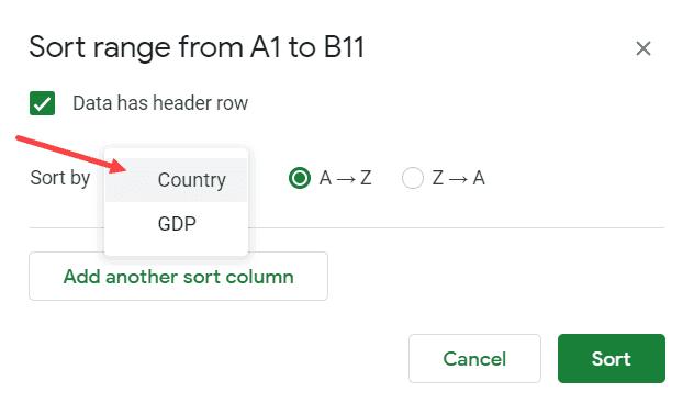 Hướng dẫn cách sắp xếp thứ tự bảng chữ cái trong Google Sheets